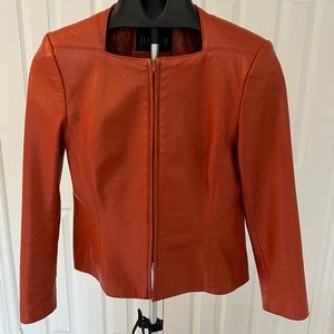 Daniel Women leather short jacket in orange